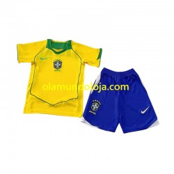Camisola Brasil Retro Criança Equipamento Primeiro 2004 Manga Curta